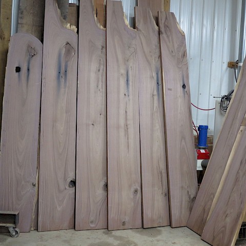 8 pcs. black walnut, consecutive cuts, nice for bookmatch projects. 18" wide, 10'6" tall, face jointed and sanded to 1-5/8" thick.